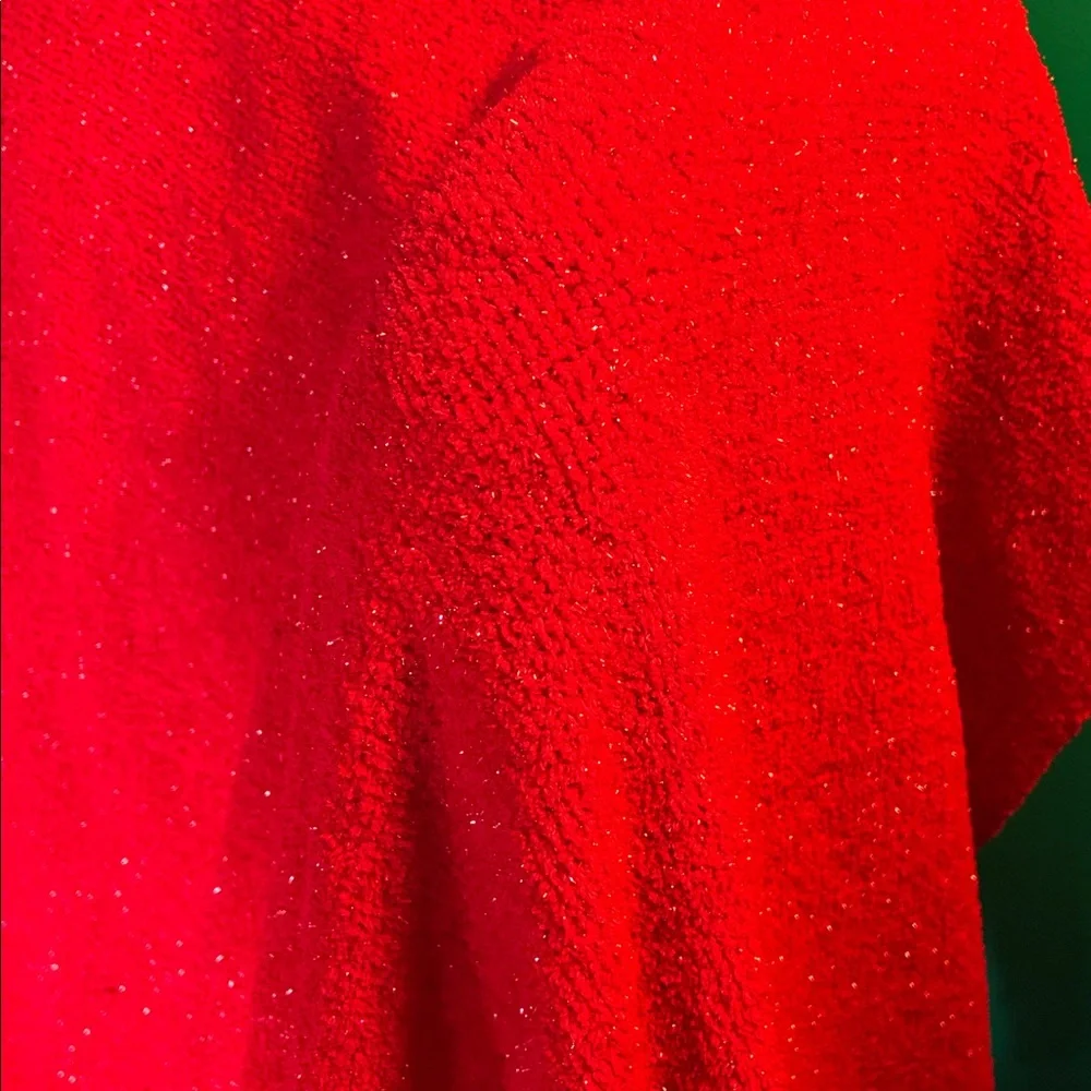 Red chenille with silver sparkles throw blanket 50”X 62” holiday decor christmas